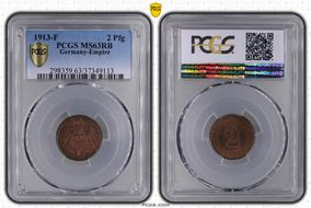 1913-F 2 Pfg MS63RB