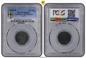 1943-F 10 Pfg J-371 MS65