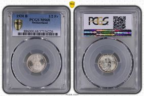 1920 B 1/2 Fr KM-23 Ag MS68