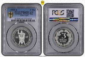 1925-A 3 Mk 1000 Years J-321 PR66DCAM