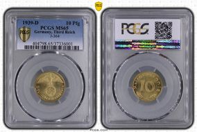 1939-D 10 Pfg J-364 MS65