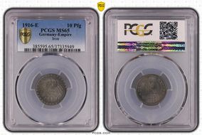 1916-E 10 Pfg Iron J-298 MS65