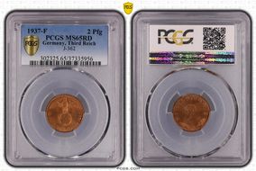 1937-F 2 Pfg J-362 MS65RD