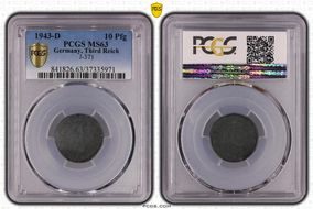 1943-D 10 Pfg J-371 MS63