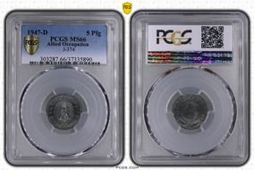 1947-D 5 Pfg J-374 MS66