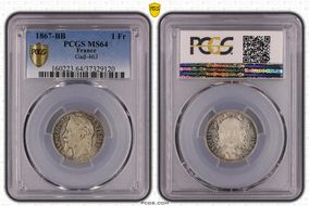 1867-BB 1 Fr Gad-463 MS64