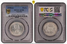1958(m) Florin KM-60  Ag AU58