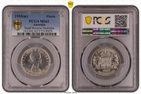 1953(m) Florin Small Rev. Denticles KM-54  Ag MS62