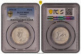 1934-35 Florin Centennial KM-33  Ag MS65