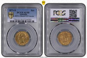 1871-S Sov S-3855A Shield WW incuse AU55