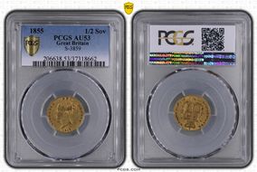 1855 1/2 Sov S-3859 AU53