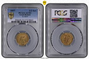 1857 1/2 Sov S-3859 AU53