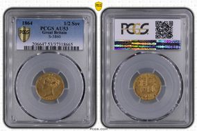 1864 1/2 Sov S-3860 AU53