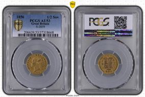 1856 1/2 Sov S-3859 AU53