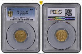 1853 1/2 Sov S-3859 AU55