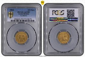 1861 1/2 Sov S-3859A AU55