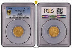 1865 1/2 Sov S-3860 AU53