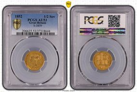 1852 1/2 Sov S-3859 AU53