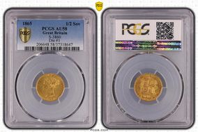 1865 1/2 Sov S-3860 AU58