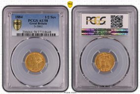 1884 1/2 Sov S-3861 AU58