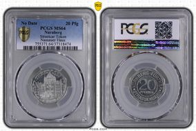 (1920-21) 20 Pfg Streetcar Token Nassauer Haus MS64