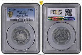 (1920-21) 20 Pfg Streetcar Token Neptun-Brunnen MS64