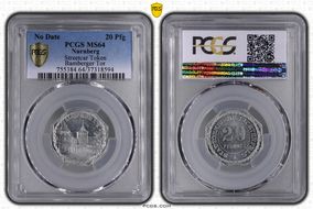 No Date 20 Pfg Streetcar Token Bamberger Tor MS64