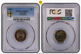 2013 $2 Coronation Colorized MS65