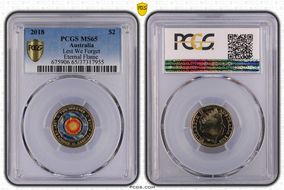 2018 $2 Lest We Forget Eternal Flame Colorized MS65
