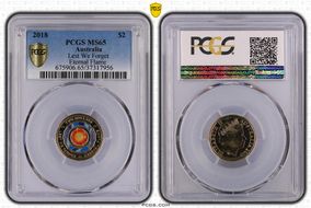 2018 $2 Lest We Forget Eternal Flame Colorized MS65