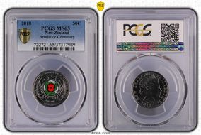 2018 50C Armistice Centenary Colorized MS65