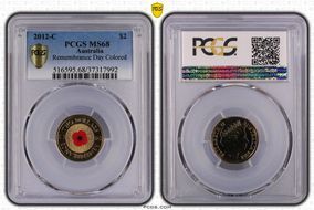 2012-C $2 Remembrance Day Colorized MS68
