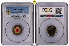 2012-C $2 Remembrance Day Colorized MS67