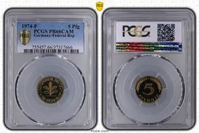 1974-F 5 Pfg PR66CAM