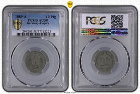 1889-A 10 Pfg J-4 AU58