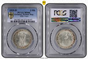 1925-D 3 Mk 1000 Years J-321 MS66