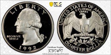 1992-S 25C PR69DCAM