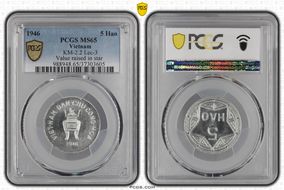 "1946" 5 Hao KM-2.2 Lec-3 Value raised in star MS65