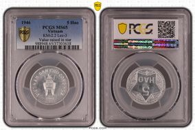 "1946" 5 Hao KM-2.2 Lec-3 Value raised in star MS65