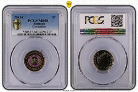 2013-C $2 Coronation Colorized MS68