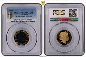 2001 $1 Centenary-Colorized PR69DCAM