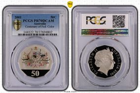2001 50C Centenary of Federation Colorized PR70DCAM