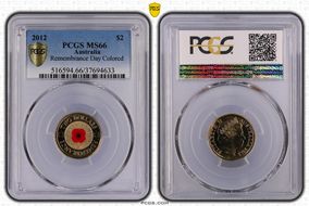 2012 $2 Remembrance Day Colorized MS66