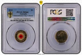 2012 $2 Remembrance Day Colorized MS66
