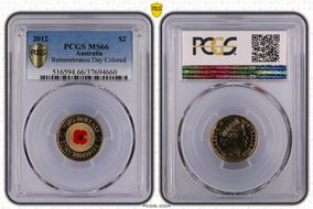 2012 $2 Remembrance Day Colorized MS66