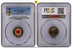 2012 $2 Remembrance Day Colorized MS67