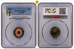 2012 $2 Remembrance Day Colorized MS67