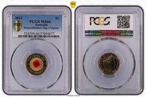 2012 $2 Remembrance Day Colorized MS66