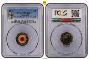 2012 $2 Remembrance Day Colorized MS66+