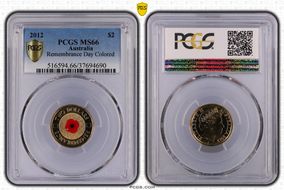 2012 $2 Remembrance Day Colorized MS66